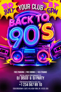 Purple Neon 90s Party Banner 4' × 6' Video template