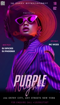Purple Neon A Flyer Designed For A Exclusive Nightlife Event Titled "purple Night"  Business Card template