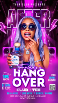Purple Neon After Work Hangout Instagram Story Video template