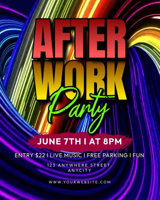 Purple Neon After Work Party Instagram Portrait template