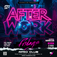 Purple Neon After Work Party Instagram Post template