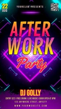 Purple Neon After Work Party Tampilan Digital (9:16) template