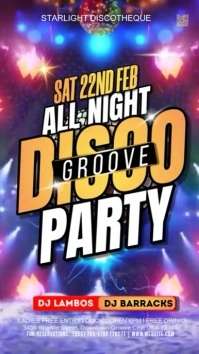 Purple Neon All Night Disco Groove Instagram Story template