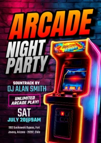Purple Neon Arcade Night A5 template