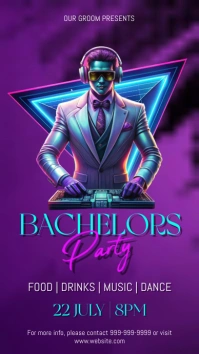 Purple Neon Bachelors Party Instagram Story template