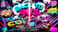 Purple Neon Back To 90's Disco Digital Display Video Umbukiso Wedijithali (16:9) template