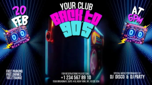 Purple Neon Back To 90's Disco Digital Display (16:9) template