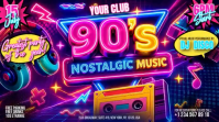 Purple Neon Back To 90's Disco Party Digital Display Video template