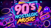 Purple Neon Back To 90's Disco Party Digital Display Video Digitalanzeige (16:9) template