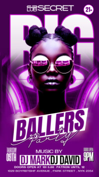 Purple Neon Ballers Friday Design Instagram Story Instagram-verhaal template