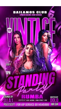 Purple Neon Bar Club Party Night House Instagram Story template