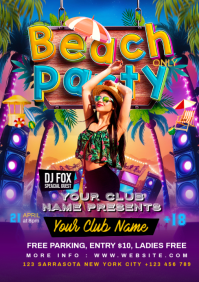 Purple Neon Beach Party A1 template