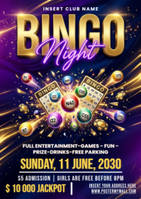 Paars Bingo Night Event A6 Template