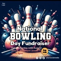 Purple Neon Bowling Day Fundraiser Poster Ins template