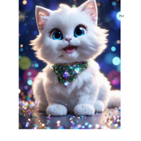 White Beautiful cat Wpis na Instagrama Template