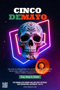 Purple Neon Cinco de Mayo Celebration Pinterest Graphic Pinterest-grafik template