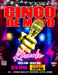 Purple Cinco de Mayo Karaoke Event Ulotka Template