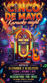 Purple Neon Cinco de Mayo Karaoke Night Instagram Story Indaba yaku-Instagram template