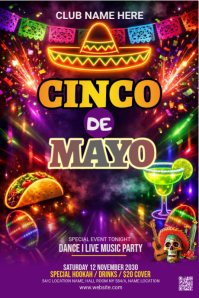 Purple Neon Cinco de Mayo Party Tumblr Graphic Tumblr-grafik template