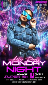 Purple Neon Club After Party Instagram Story Video template