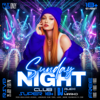 Purple Neon Club DJ Night Instagram Post template