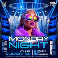 Purple Neon Club DJ Night Square Video template