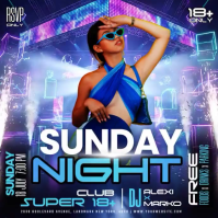 Purple Neon Club DJ Night Square Video สี่เหลี่ยมจัตุรัส (1:1) template