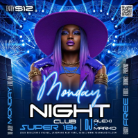 Purple Neon Club DJ Night Square Video Квадрат (1 : 1) template