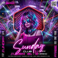 Purple Club Event โพสต์บน Instagram Template
