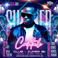 Purple Neon Club Event Square Video Vierkant (1:1) template