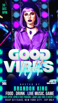 Purple Neon Club Good Vibe Night Party Instagram Reel template