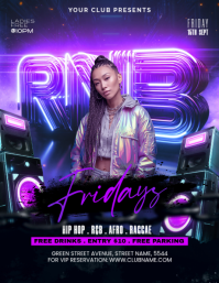 Purple Neon Club Night Event Flyer template