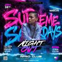 Purple Neon Club Night Event Instagram Post template