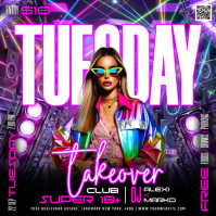 Purple Club Night Event Сообщение Instagram Template