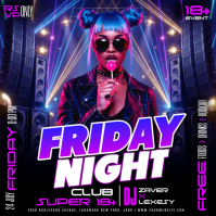 Purple Neon Club Night Event Instagram Post template