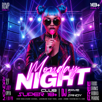 Purple Neon Club Night Event Instagram Post template