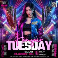 สีม่วง Club Night Event Instagram Post Template