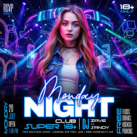 Purple Neon Club Night Event Instagram Post Video Instagram-Beitrag template