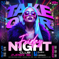 สีม่วง Club Night Event Сообщение Instagram Template