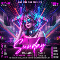Пурпурный Club Night Event โพสต์บน Instagram Template