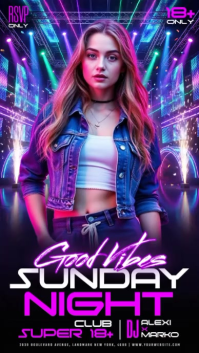 Purple Neon Club Night Event Instagram Story Video template