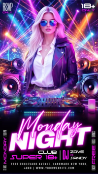 Purple Club Night Event История на Instagram Template