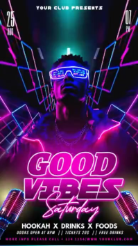 Purple Neon Club Night Event Instagram Story Video Instagram-verhaal template