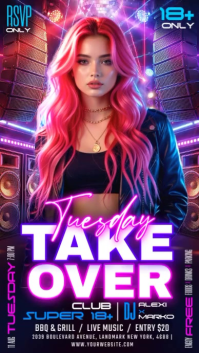 Fioletowy Club Night Event Instagram Story Template