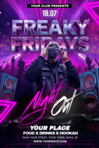 Purple Neon Club Night Event Pinterest Graphic Video Pinterest-grafik template