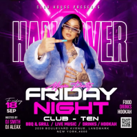 Purple Neon Club Night Party Instagram Post Video template