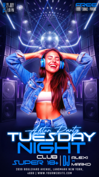 Purple Neon Club Night Party Instagram Story Instagram-Story template