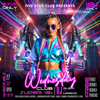 紫色 Club Party โพสต์บน Instagram Template