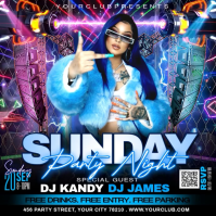 Purple Club Party Night Wpis na Instagrama Template