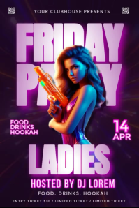 Purple Neon Club Party Poster Video Póster template